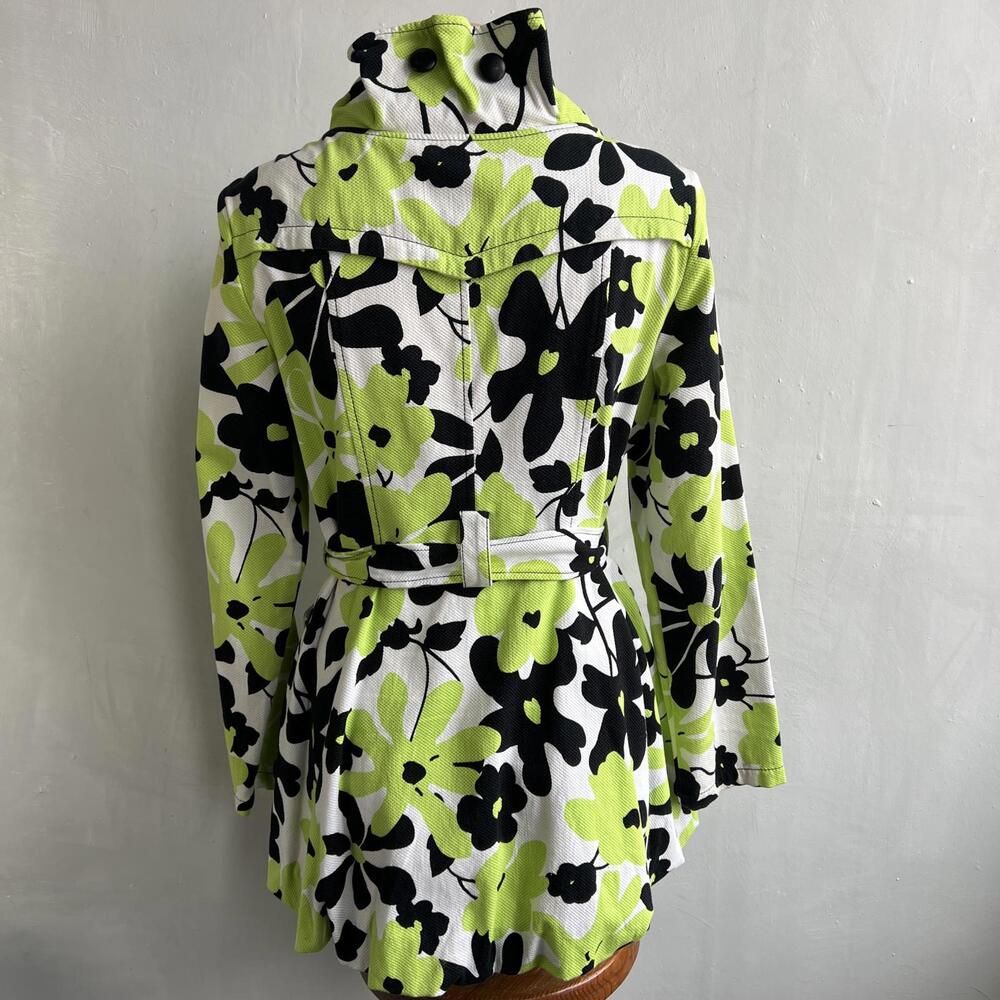Joseph Ribkoff Women’s Floral Ruffle Jacket Coat Size 12 Green Black Y2K Artsy - Picture 3 of 15